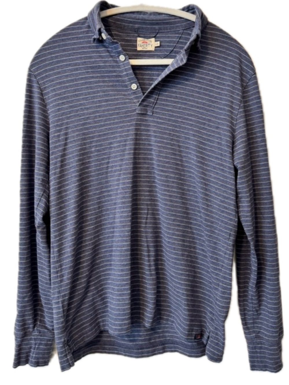 Faherty Movement Striped Polo Shirt Blue White
Long Sleeve Small Soft Cotton